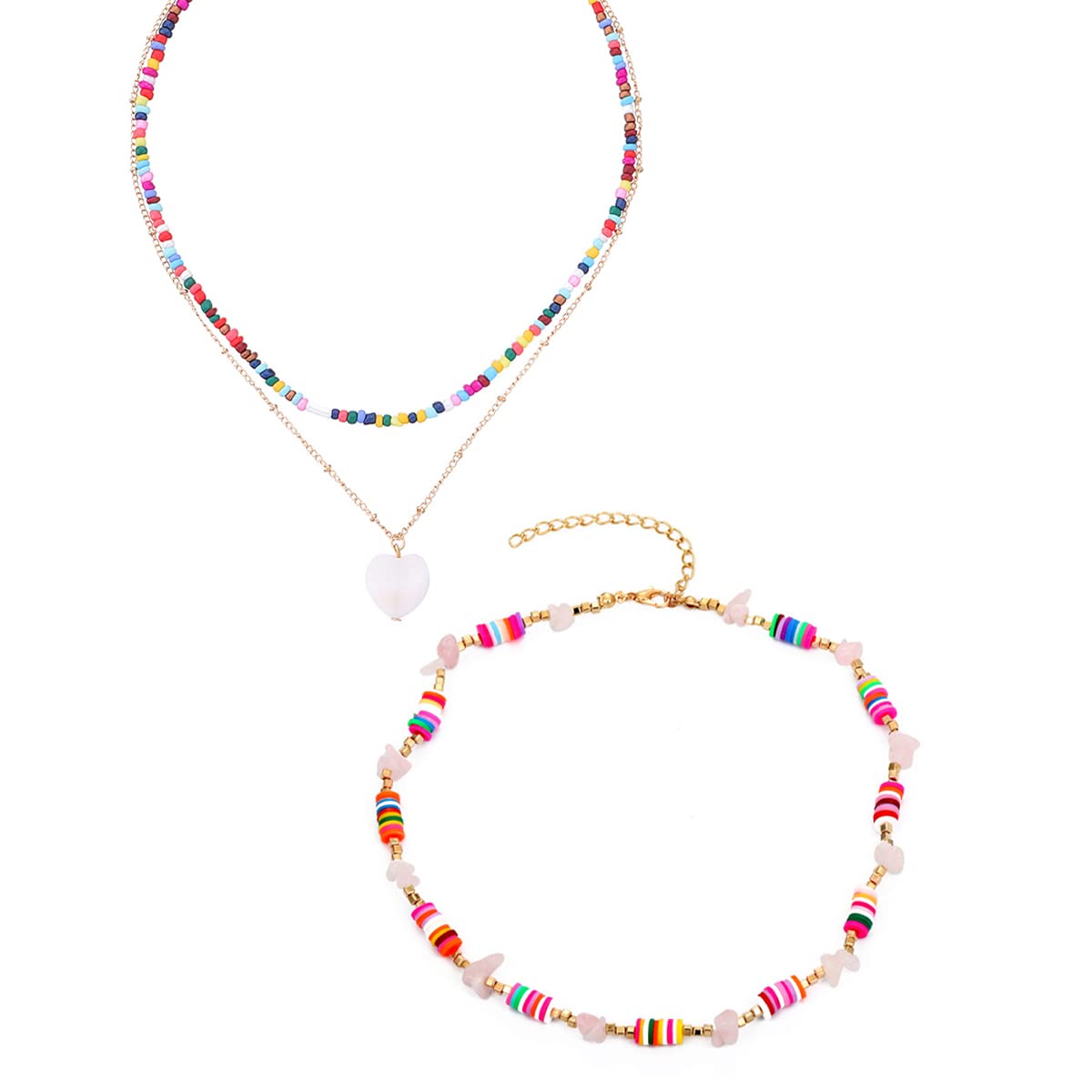 Heart Pearl Beaded Charm Necklace
