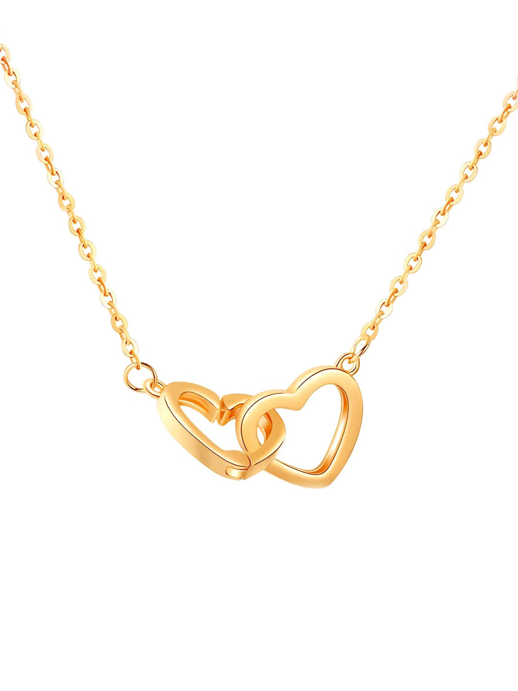 Dual Heart Stainless Gold Pendant Necklace
