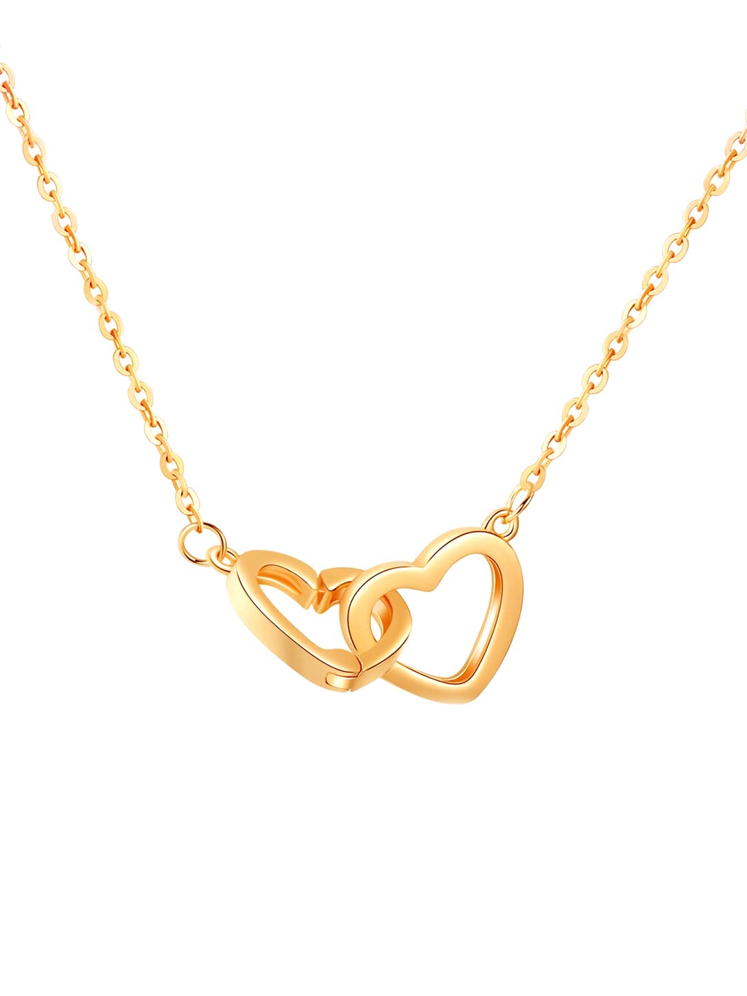 Dual Heart Stainless Gold Pendant Necklace