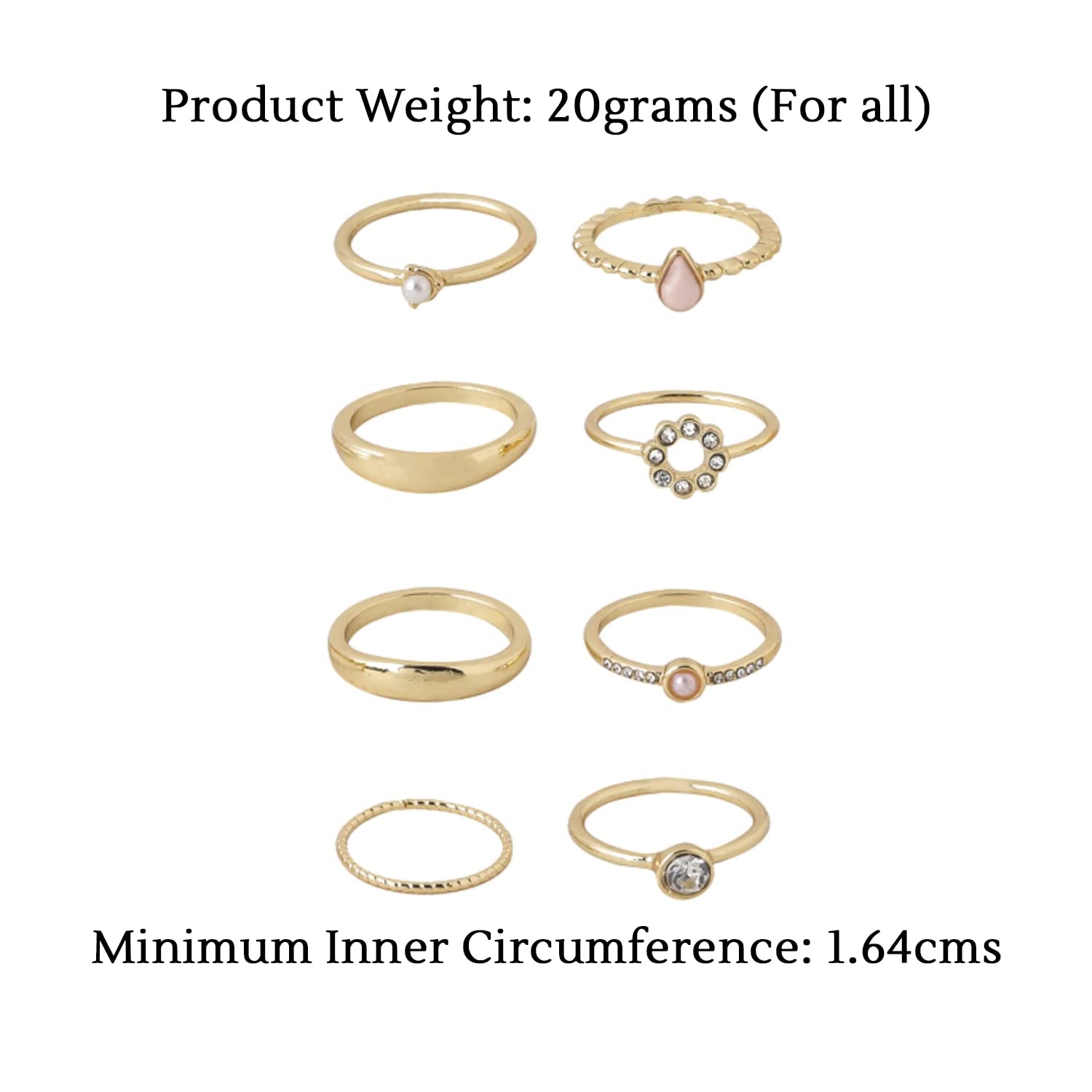 Gold Plated Eight Piece Geometric Golden Ring