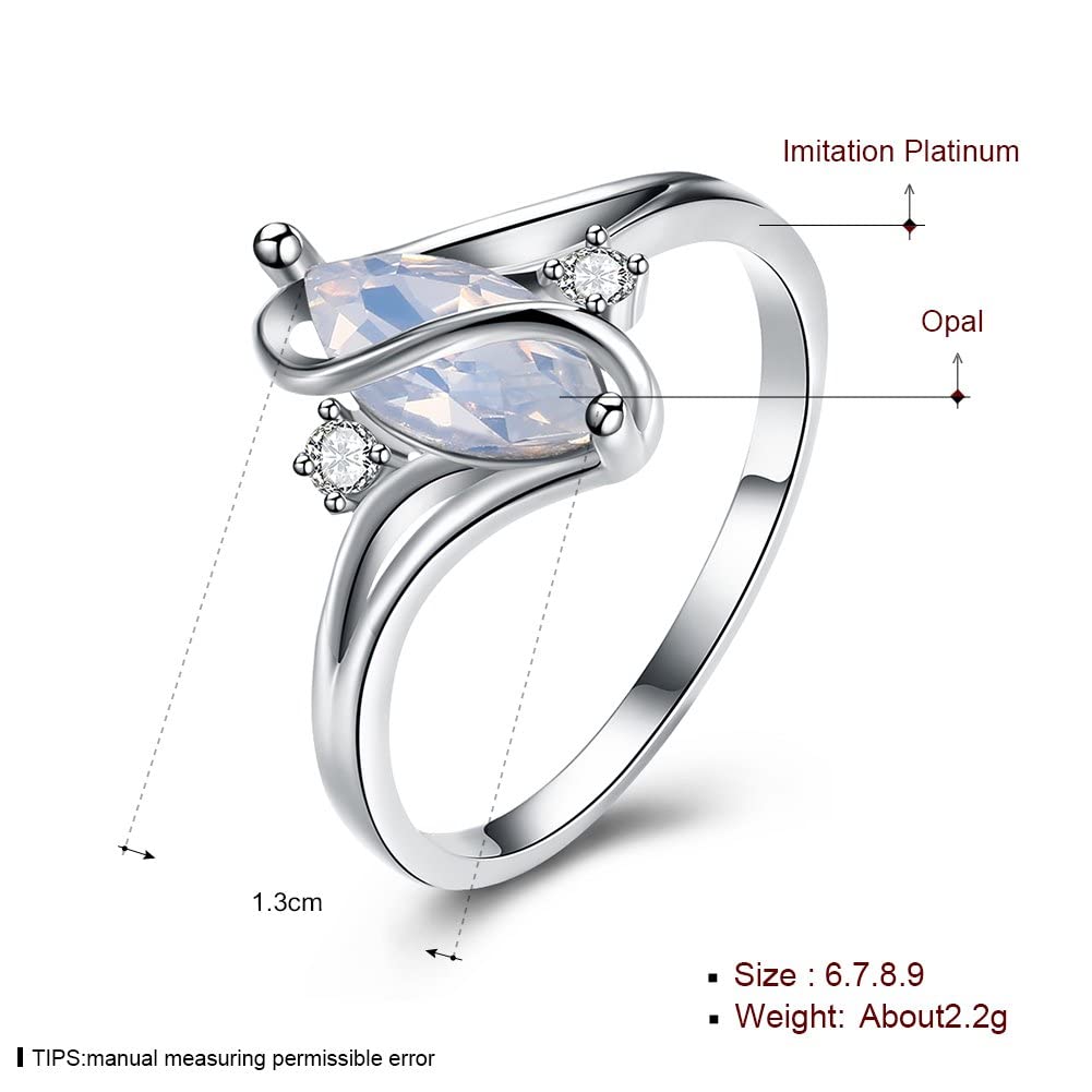 Silver Adjustable Opal Invisible Setting Ring