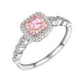 Silver Plated Pink Crystal Square Ring
