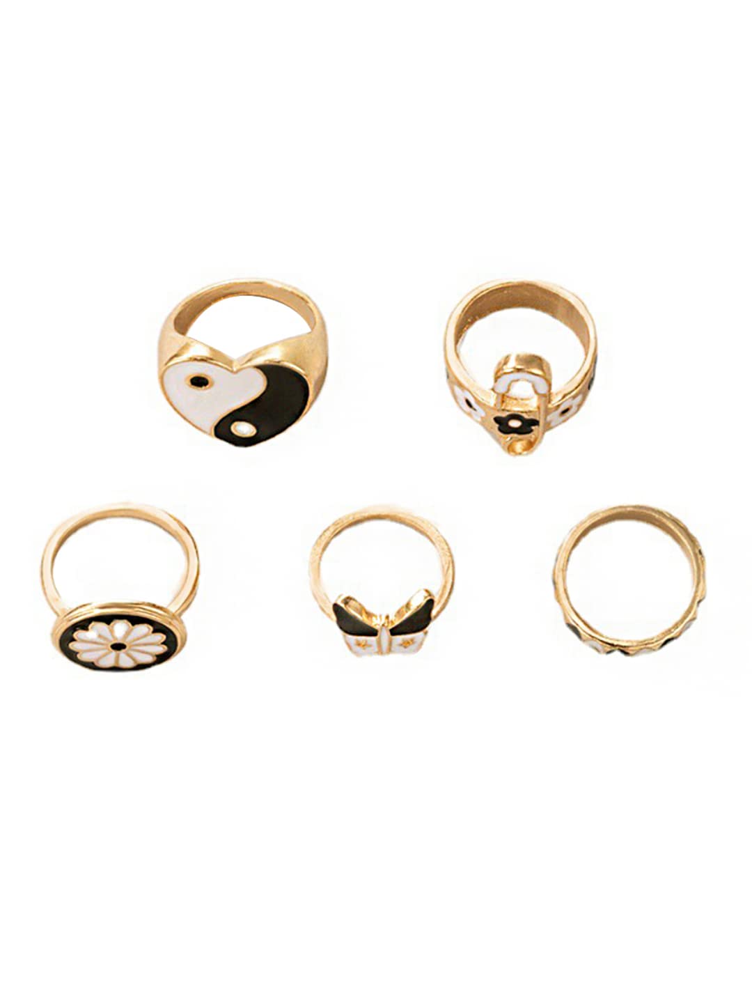Black Gold Plated Stack Midi Finger Ring