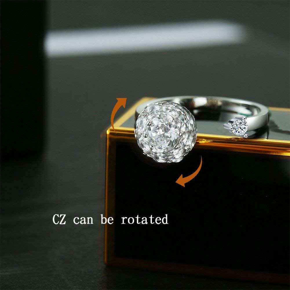 Adjustable Silver Cubic Zircon Crystal Ring