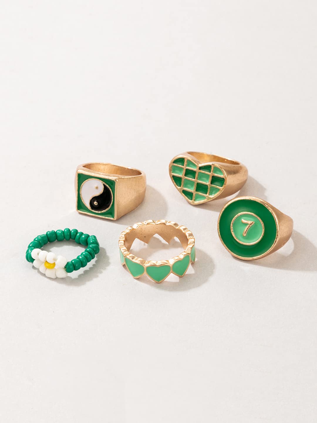 Green Gold Plated Stack Midi Finger Ring