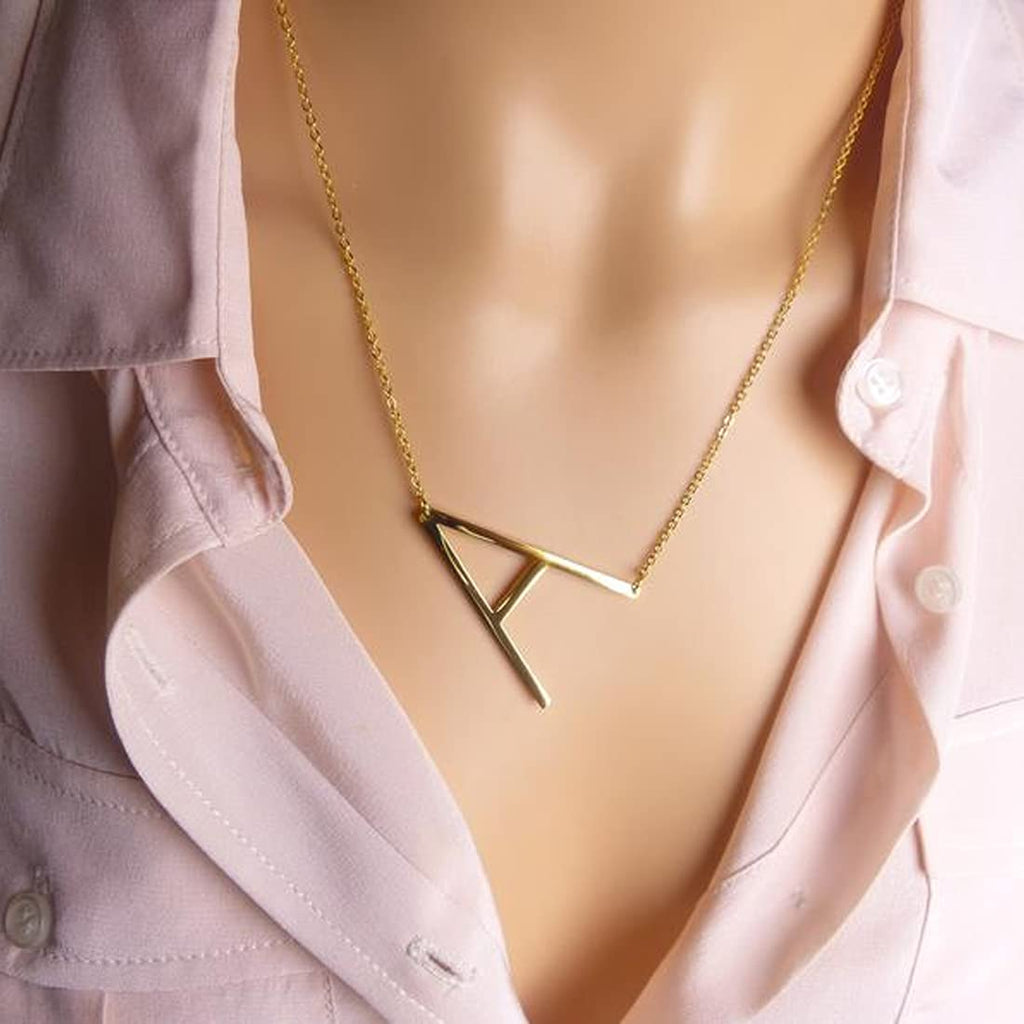 Letter A Gold Stainless Pendant Necklace