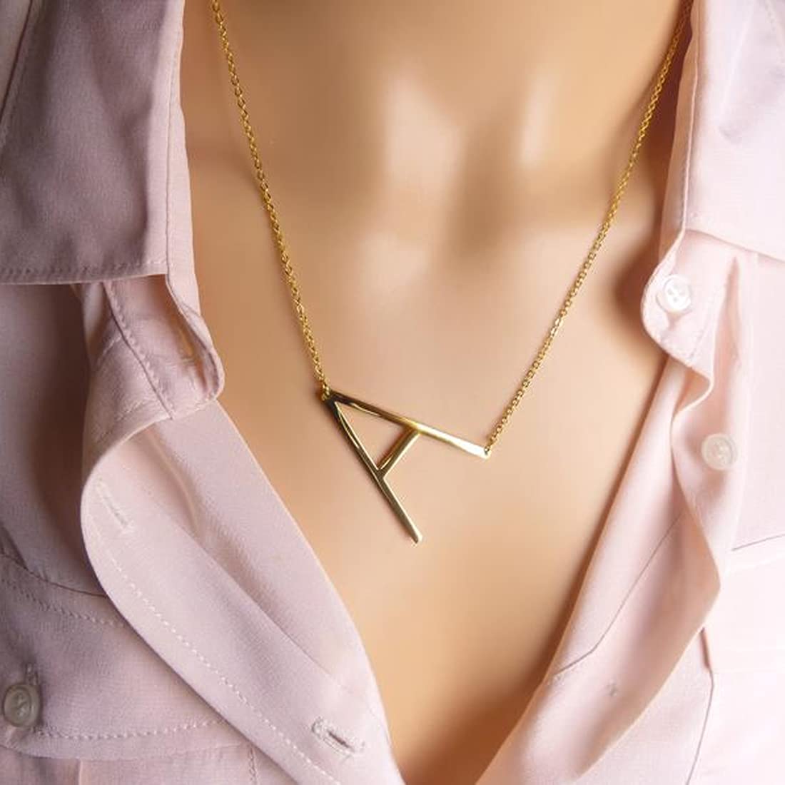 Letter A Gold Stainless Pendant Necklace