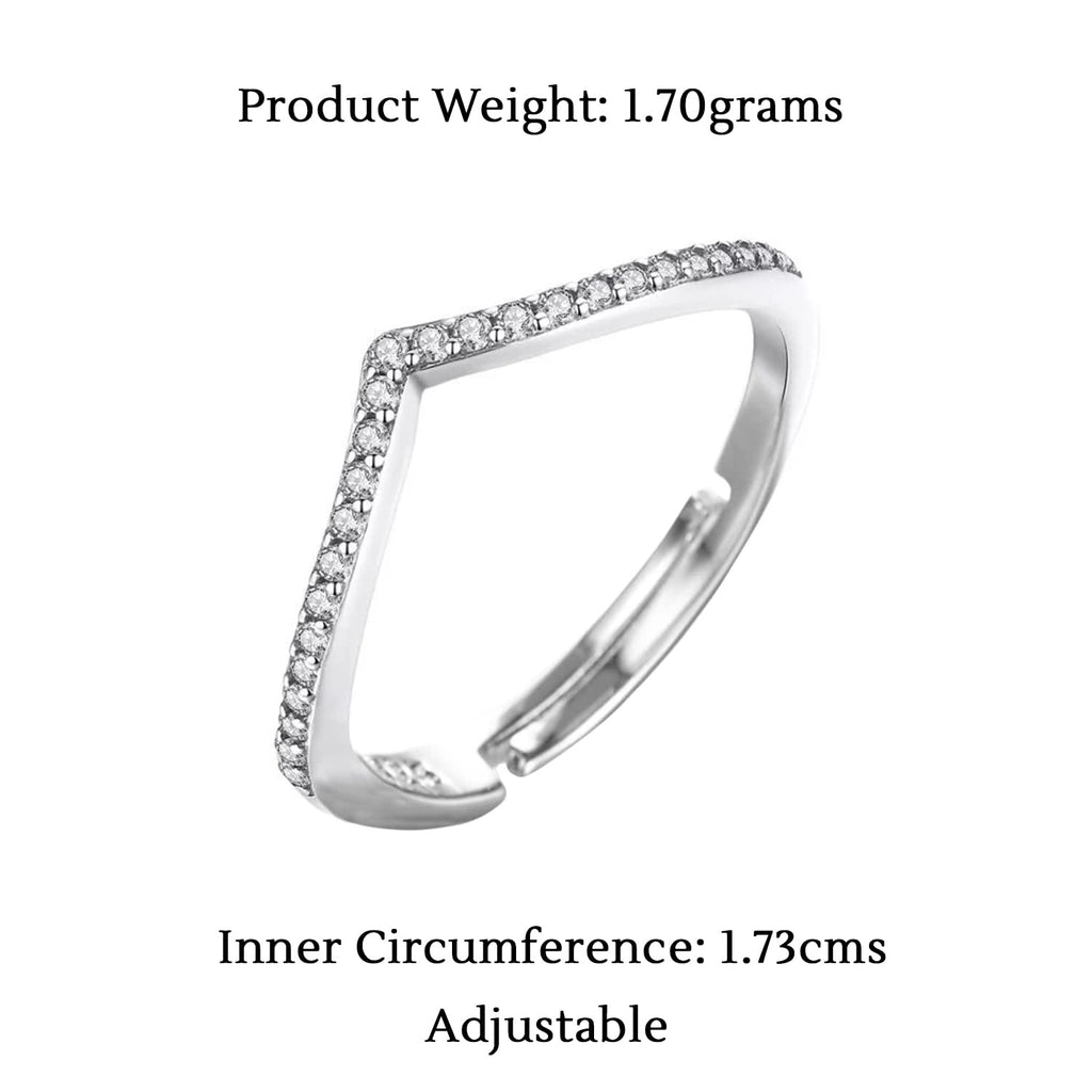 Silver Cubic Zircon Valentine Crystal Ring