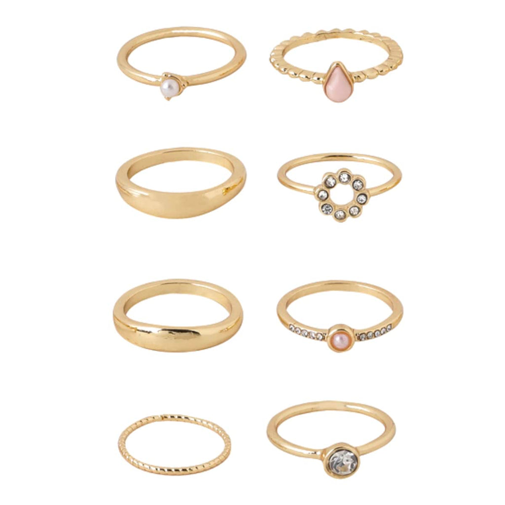 Gold Plated Eight Piece Geometric Golden Ring