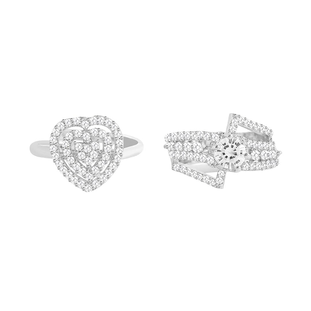 Silver Tone Two Piece AD Adjustable Ring