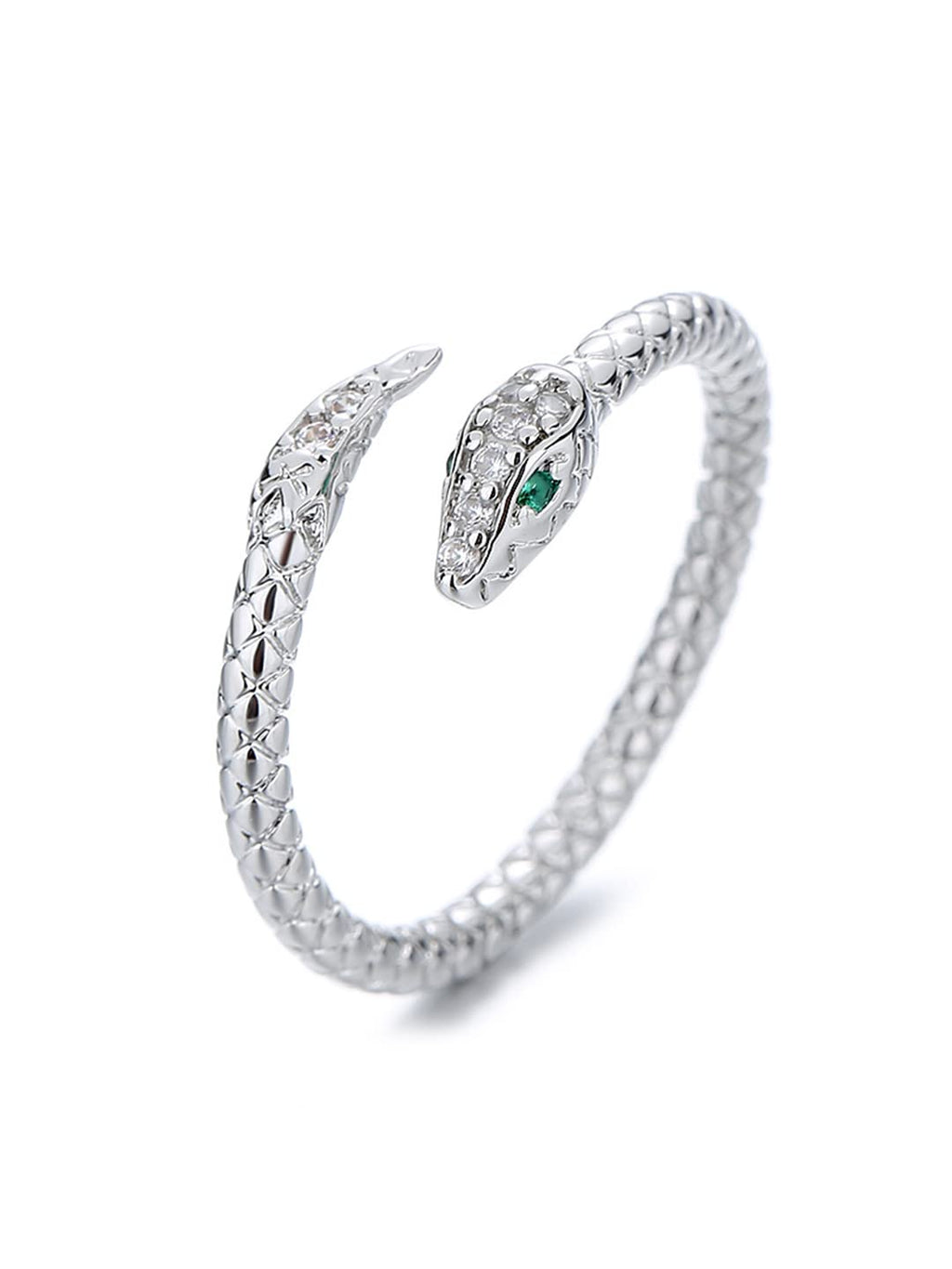 Snake Designed Silver Crystal Ring
