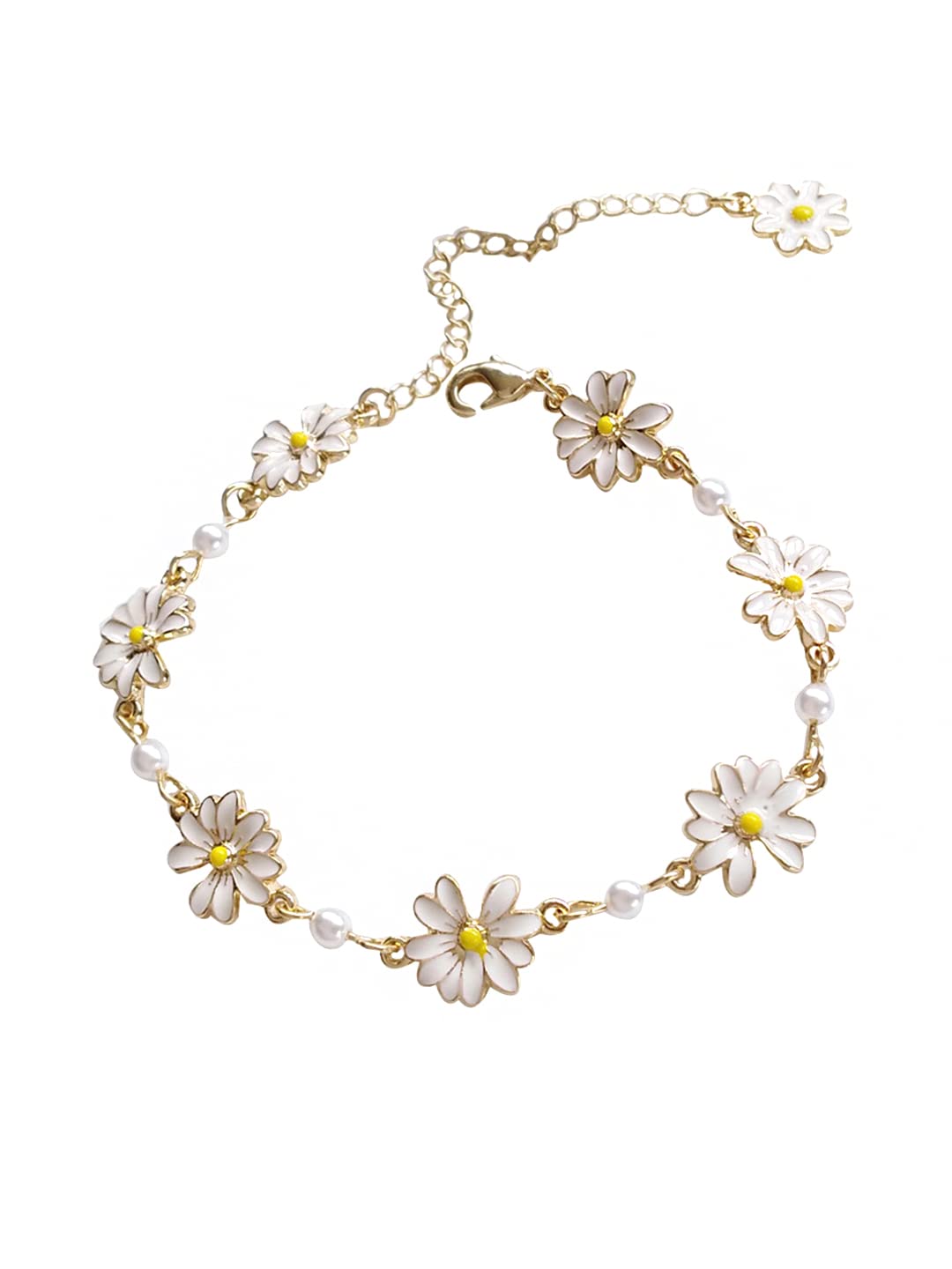 Floral Pearl Gold Chain Necklace