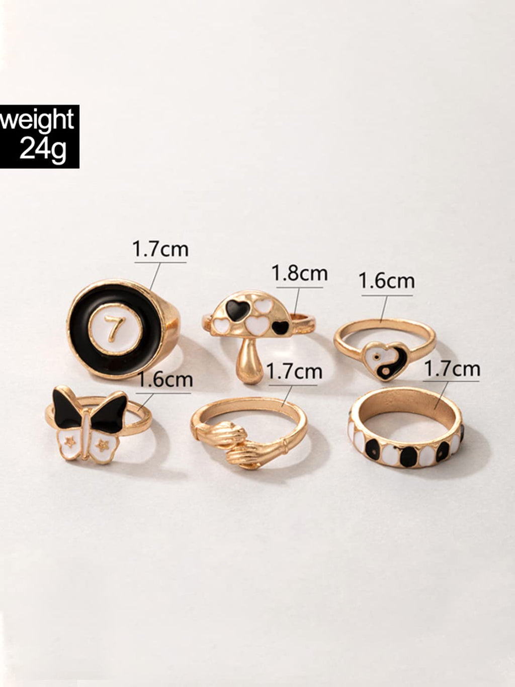 Gold Plated Six Piece Midi Finger Ring