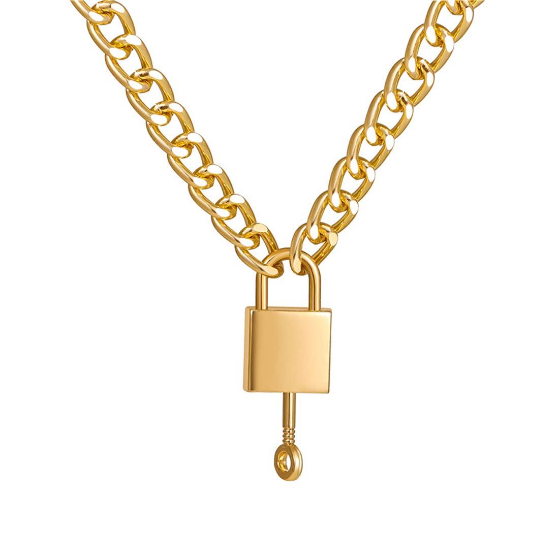 Golden Lock Key Link Chain Necklace