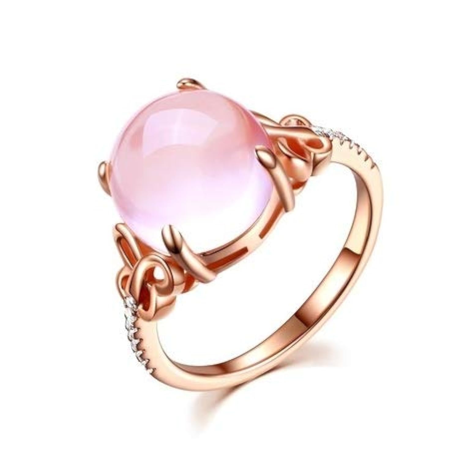 Pink Opal Hibiscus Butterfly Crystal Ring