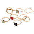 Gold Plated Eight Piece Geometric Aesthetic Ring