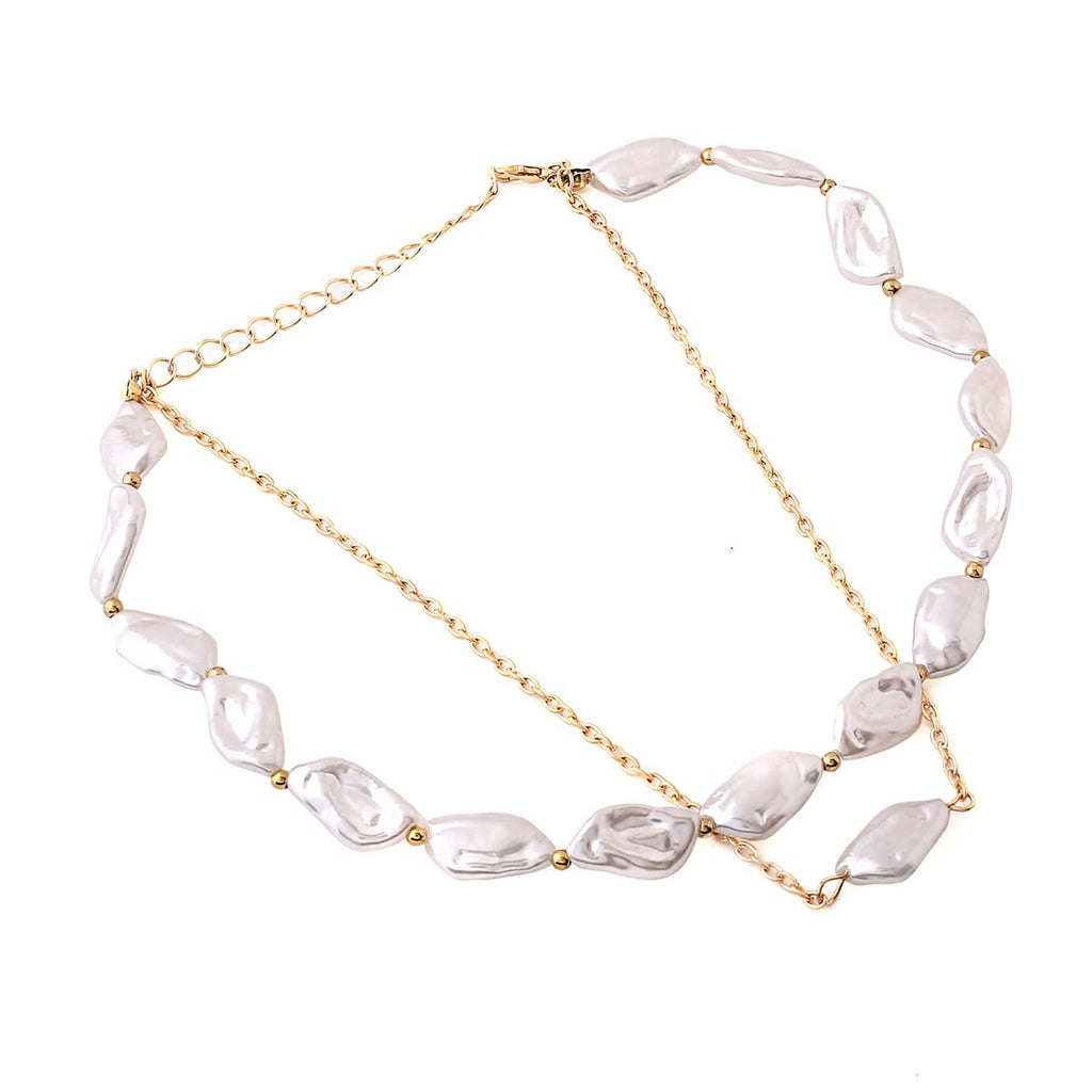 White Stone Gold Chain Necklace