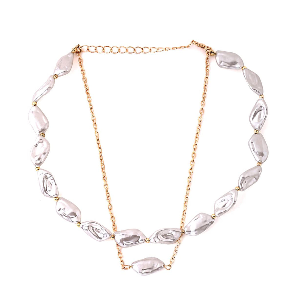 White Stone Gold Chain Necklace