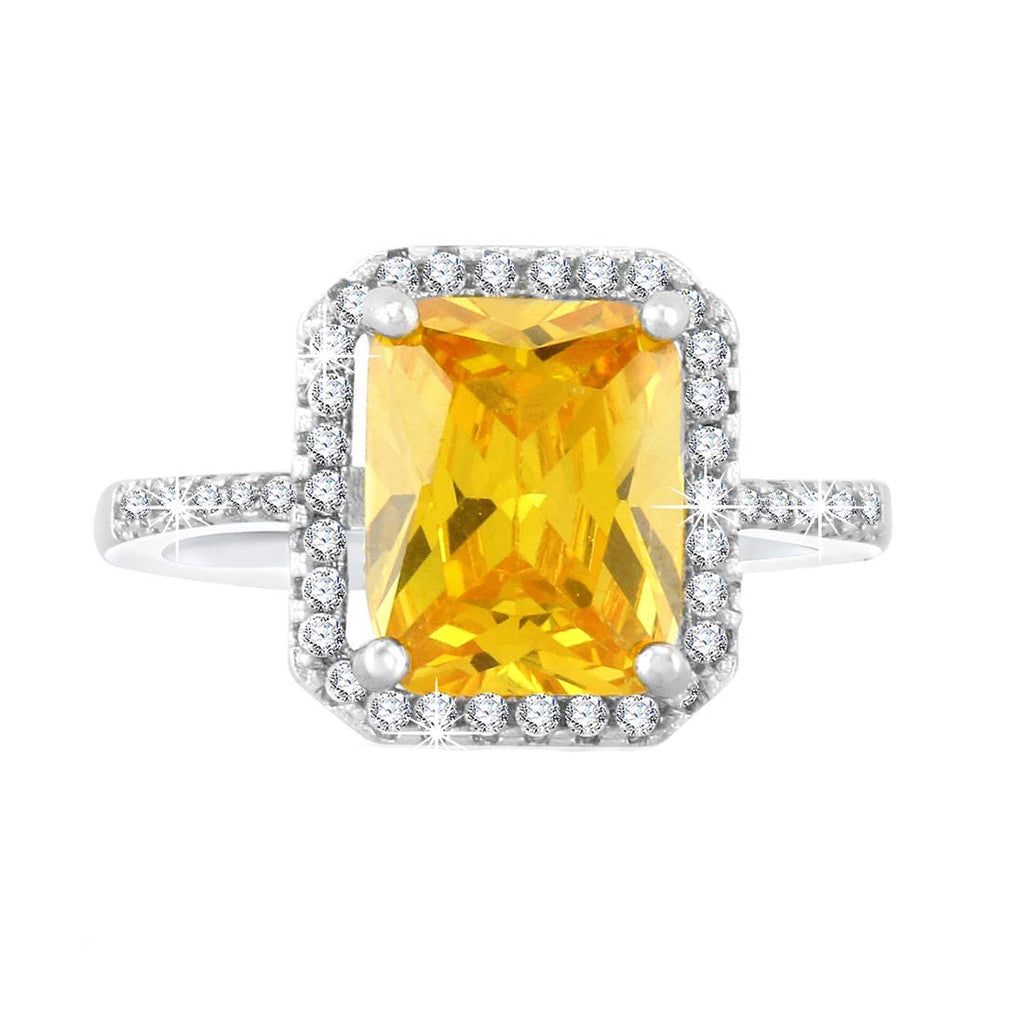 Topaz Stone Square Rhodium Ring