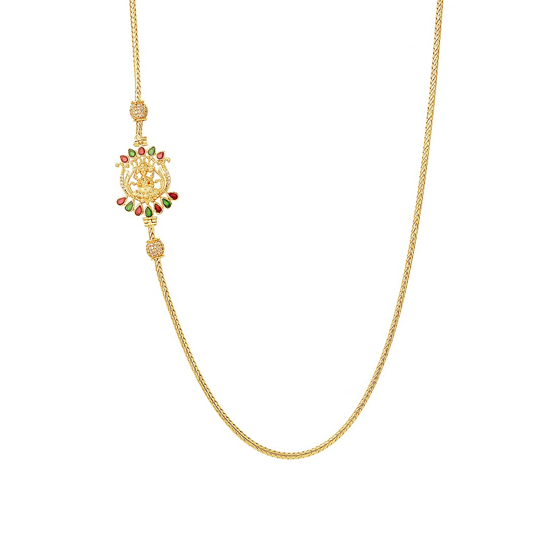 Peacock Mugappu Gold Mopu Chain Necklace