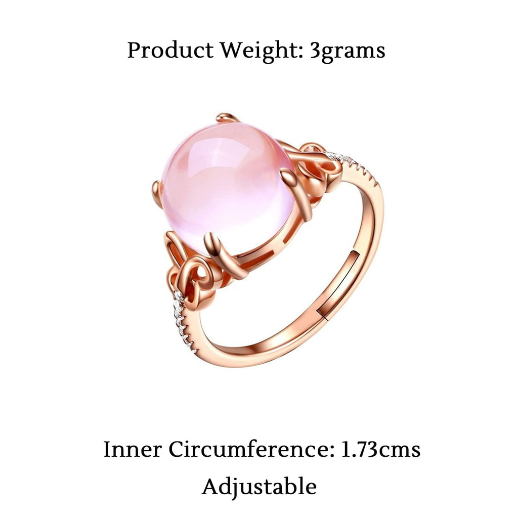 Pink Opal Hibiscus Butterfly Crystal Ring