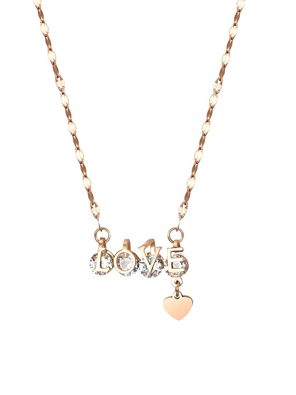 Rose Gold Heart Crystal Necklace