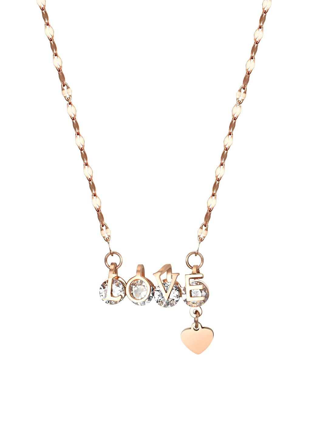 Rose Gold Heart Crystal Necklace