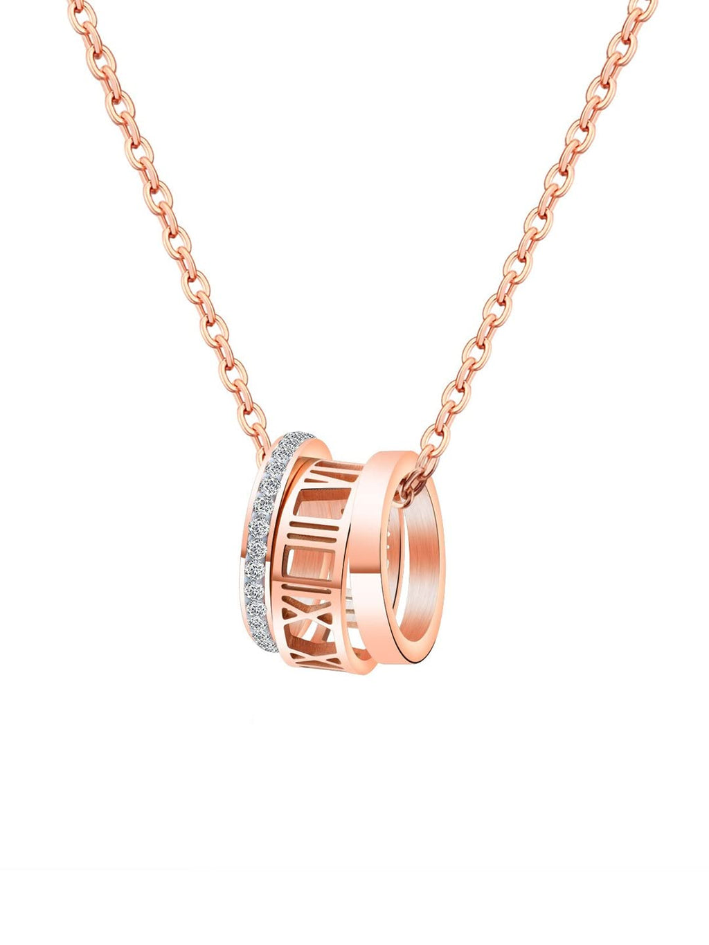 Rose Gold Rings Charm Pendant Necklace