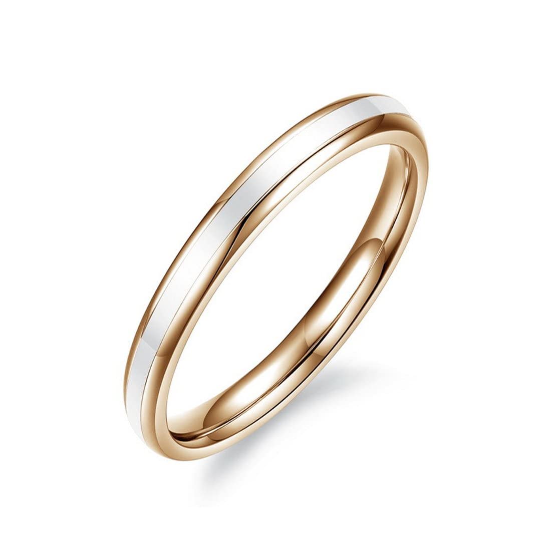 White Enamel Stainless Steel Band Ring