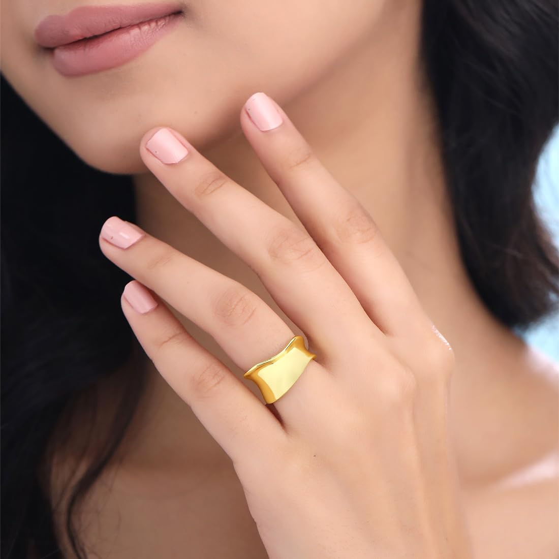 Gold Plated Adjustable Finger Band Ring