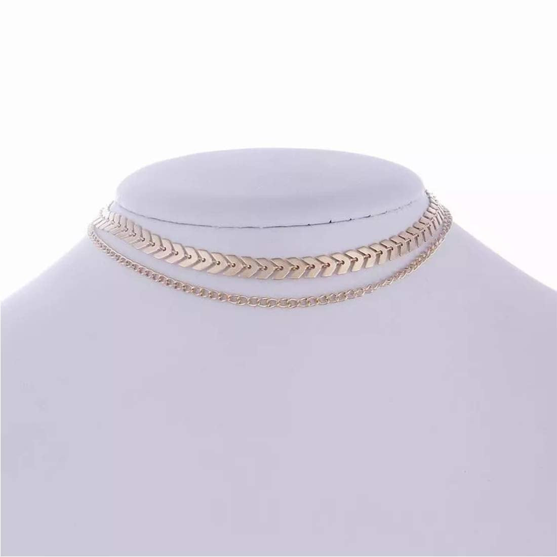 Gold Sequins Fishbone Choker Necklace