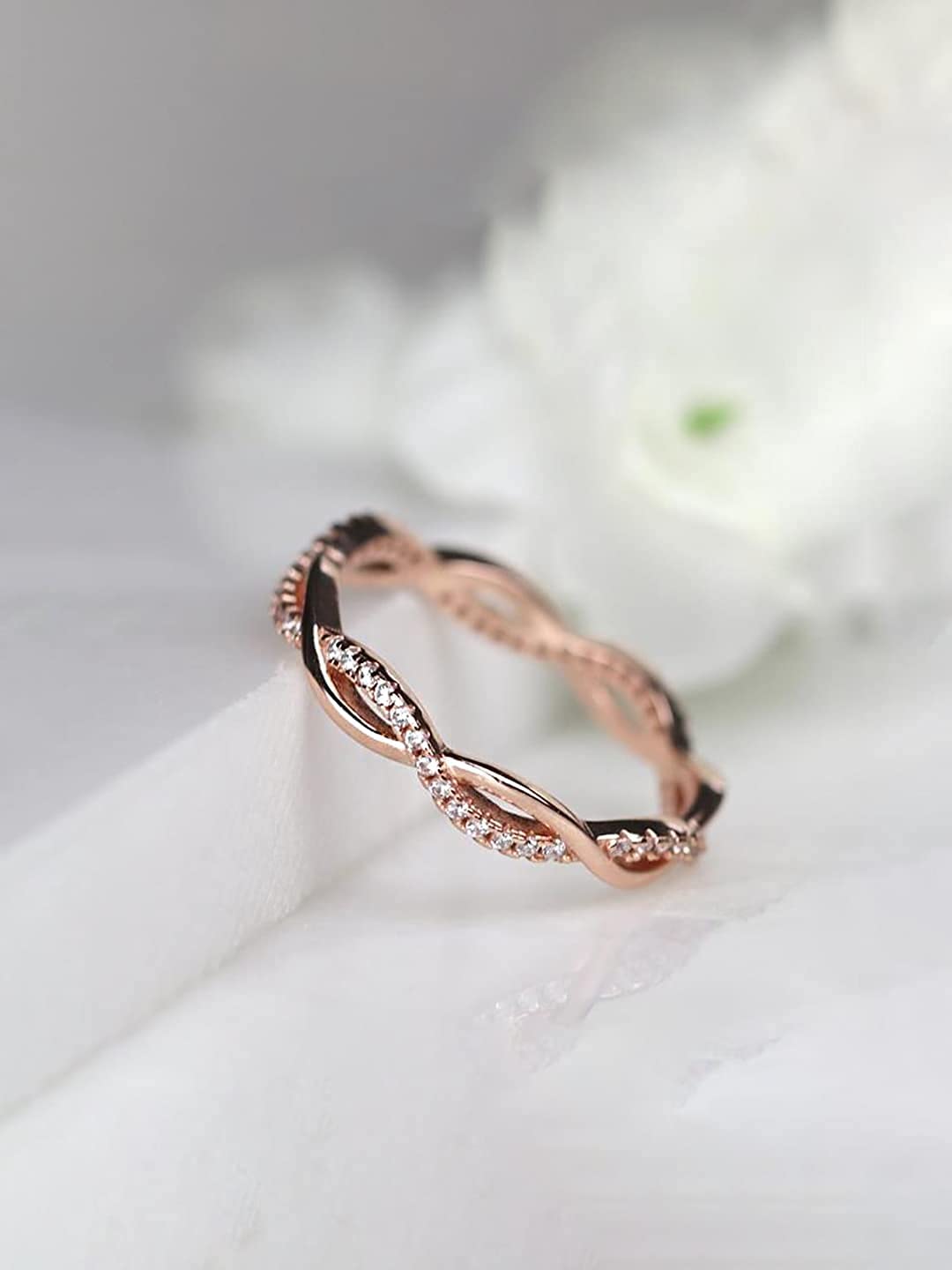 Silver Plated Cubic Zircon Crystal Ring