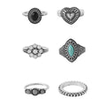 Oxidised Silver Vintage Six Piece Midi Ring