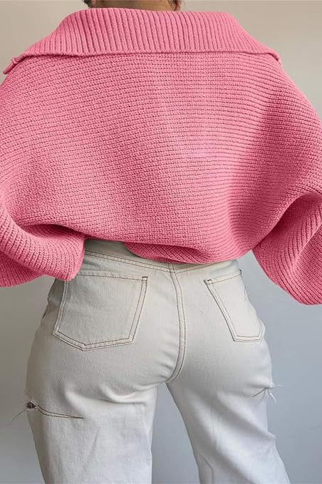 Long Sleeve Collared Knit Sweater