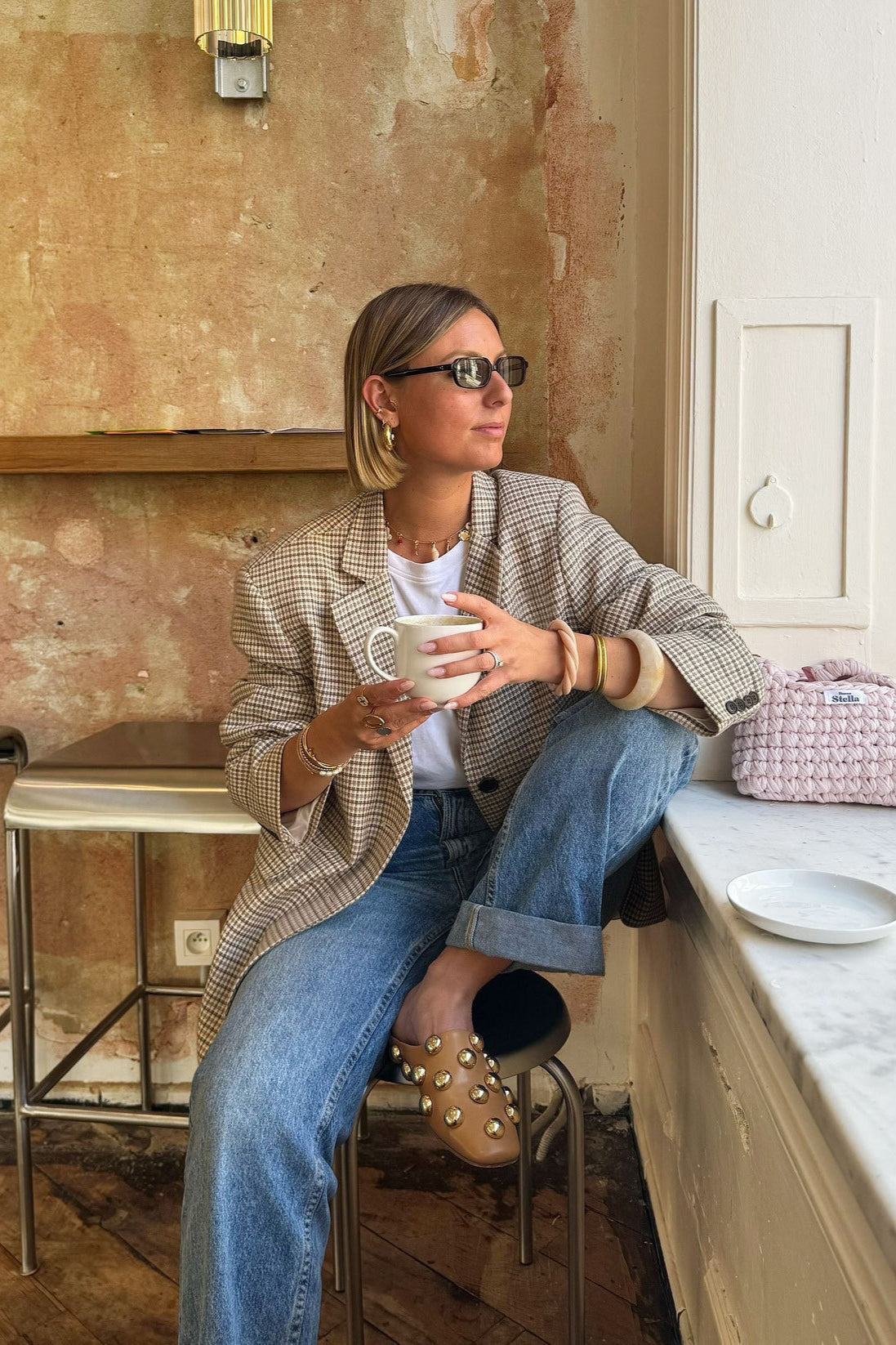 Chic Vintage Checked Business Blazer Coat