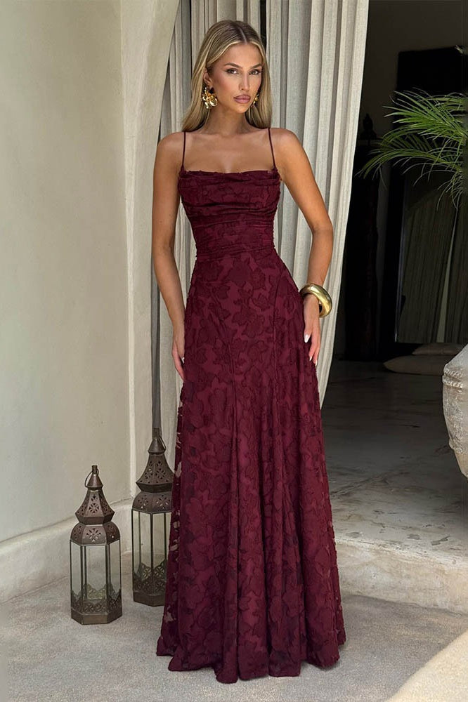 Chiffon Open Back Elegant Maxi Dress