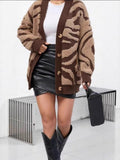 Plus Size Animal Knit Cardigan
