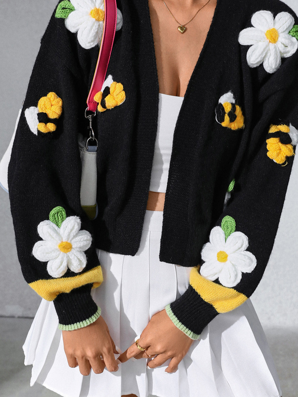 Handcrafted Floral Knit Cardigan