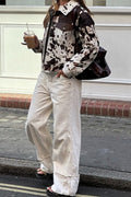 Trendy Asymmetrical Print Mini Coat