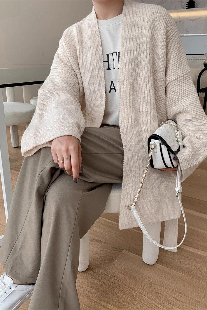 Relaxed Oversized Belted Knit Cardigan
