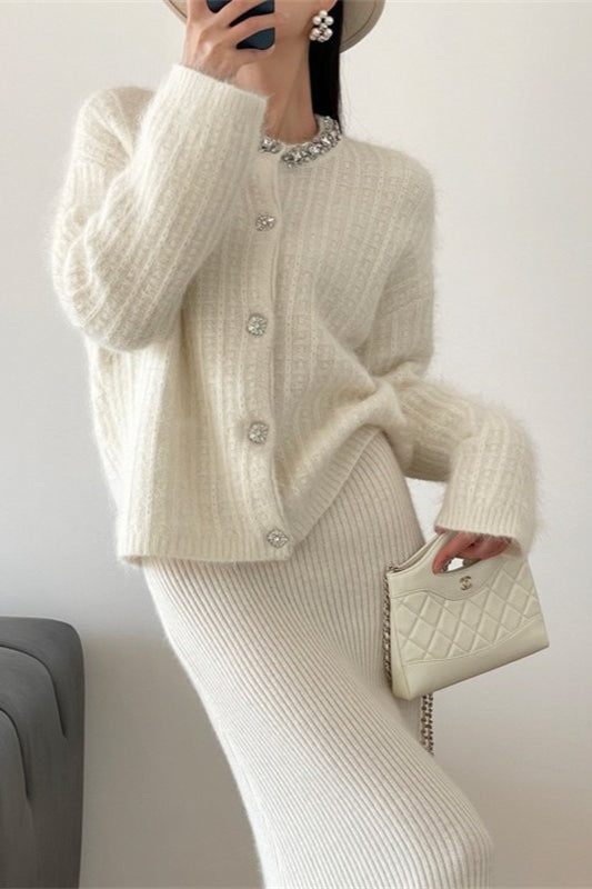 V-Neck Slim Knit Cardigan