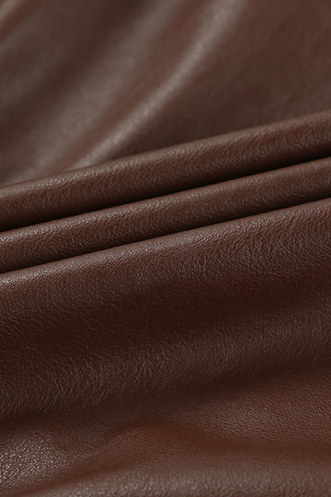 Retro Brown Leather Blazer Coat