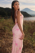 Alluring Backless Slim Tie Waist Floral Dress