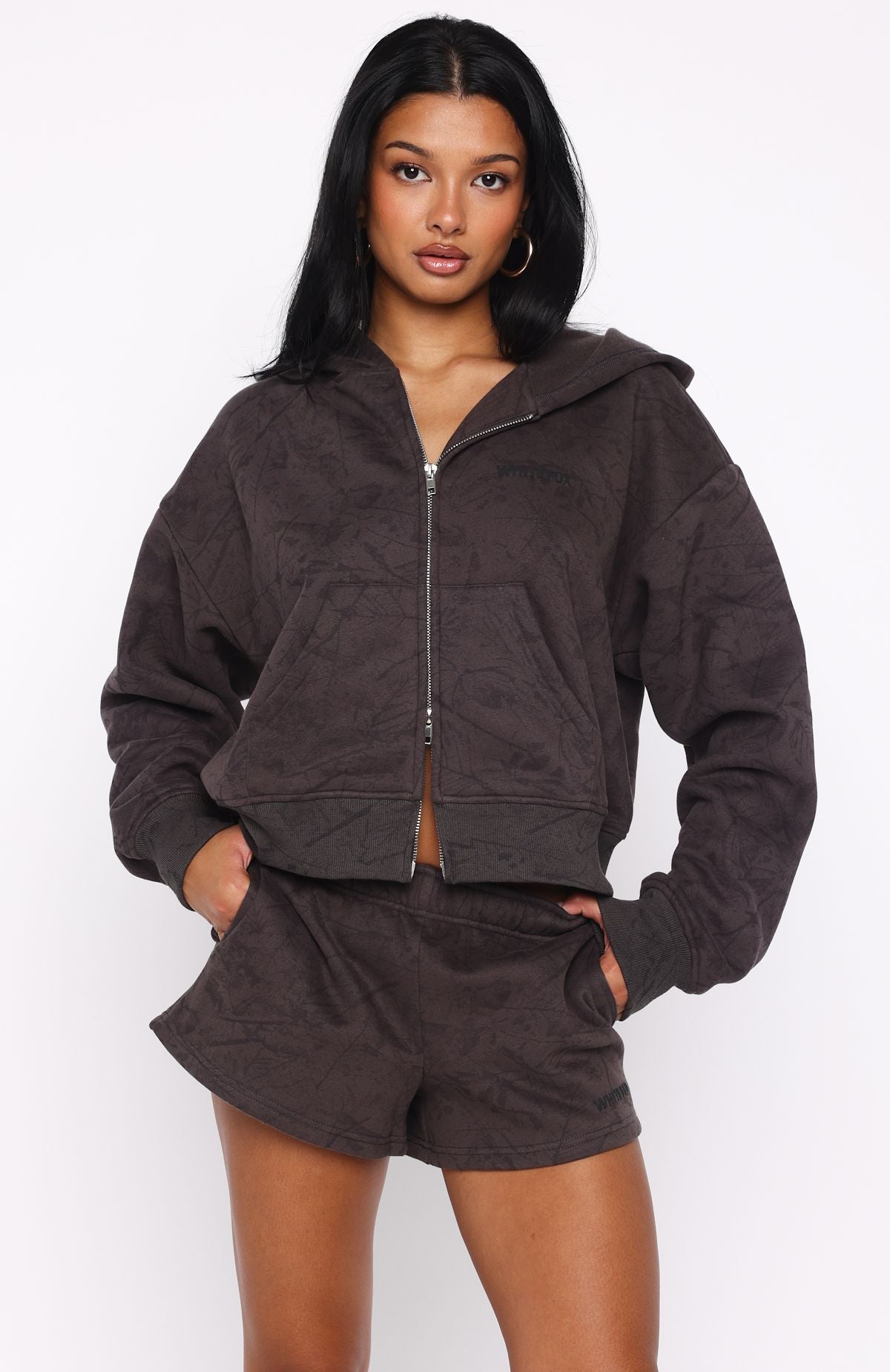 Hiding Away Boxy Dark Camo Hoodie