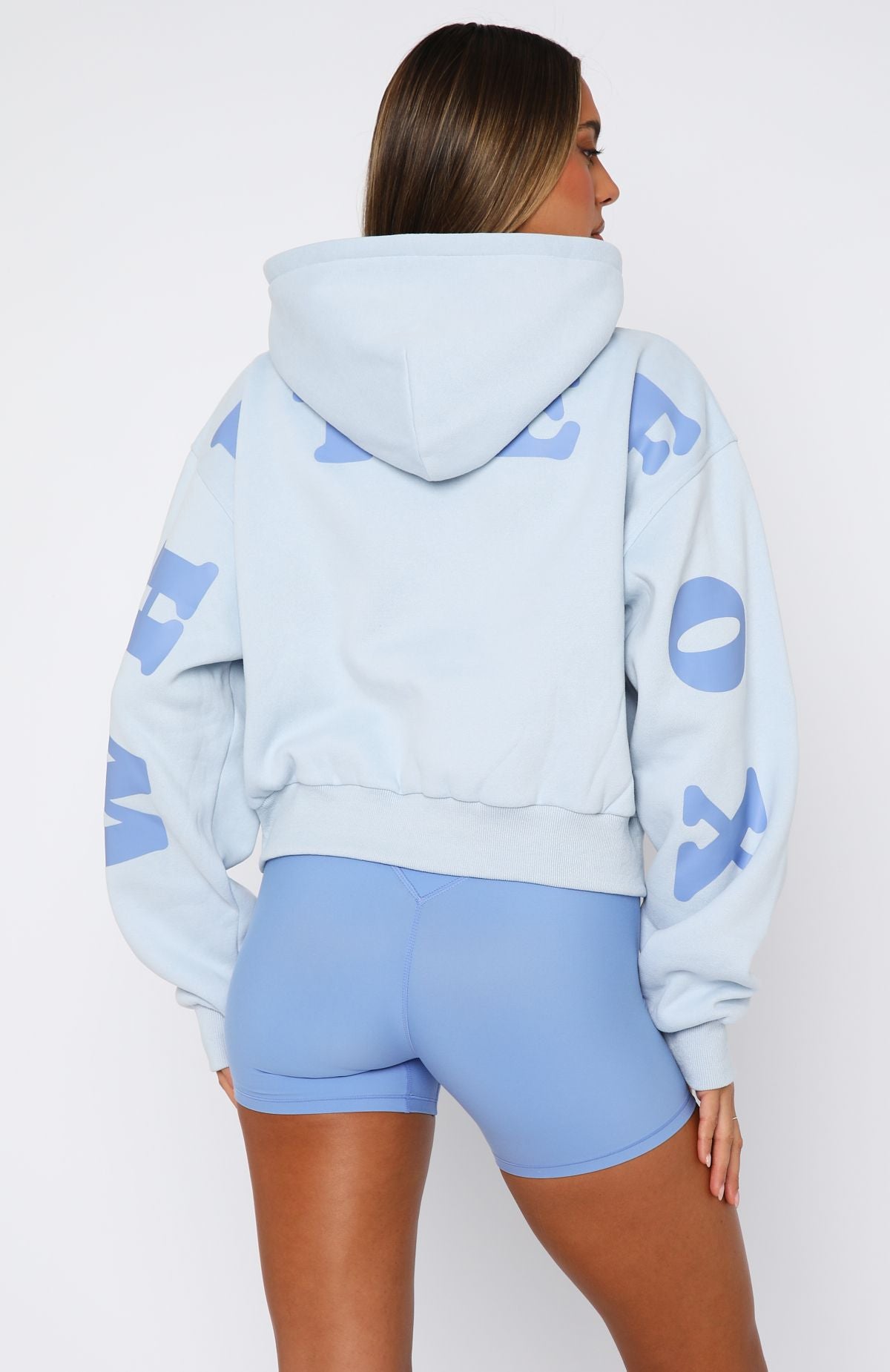Serving Up Cropped Baby Blue Hoodie
