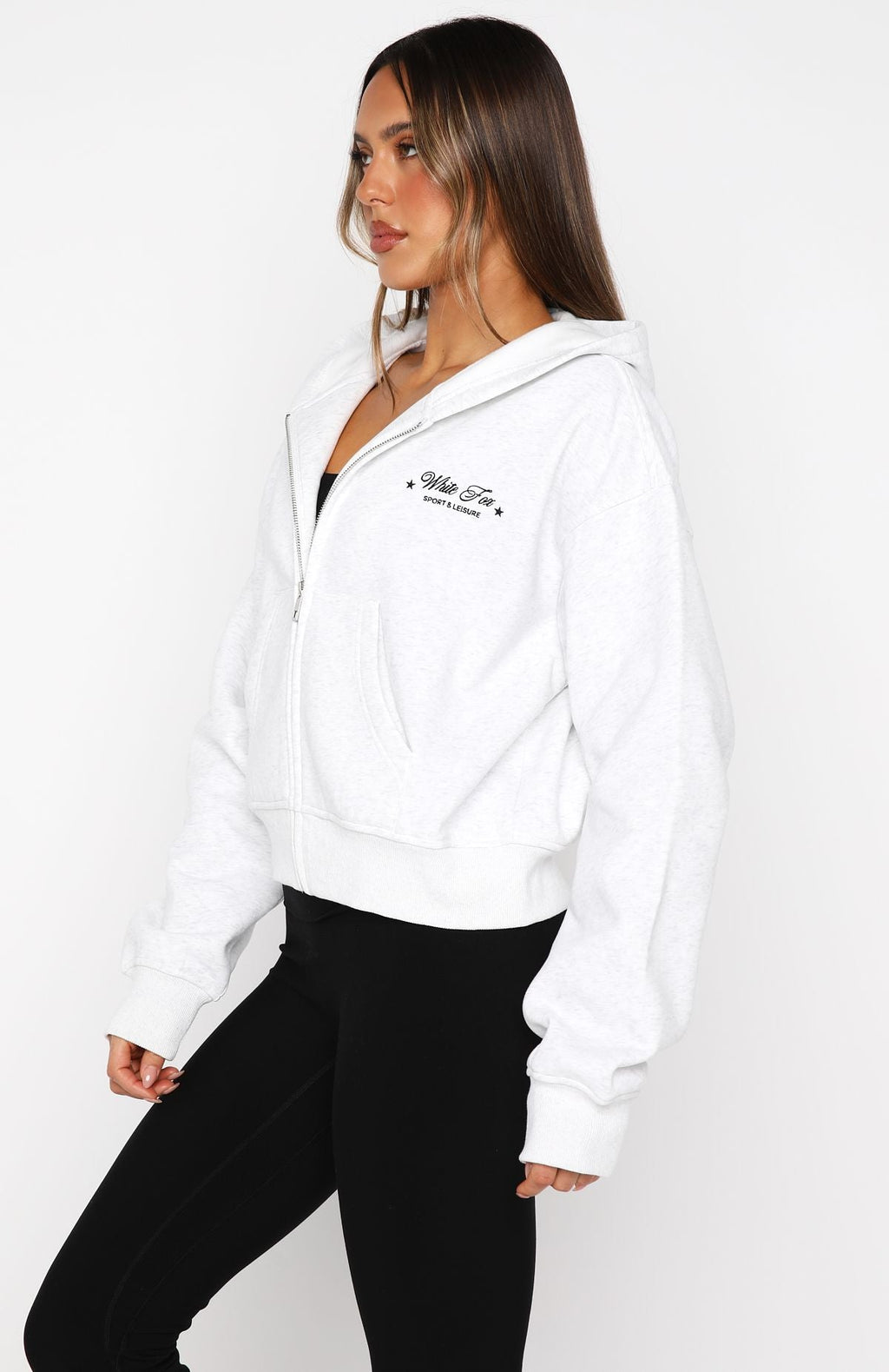 Just Try Again Boxy Grey Marle Hoodie
