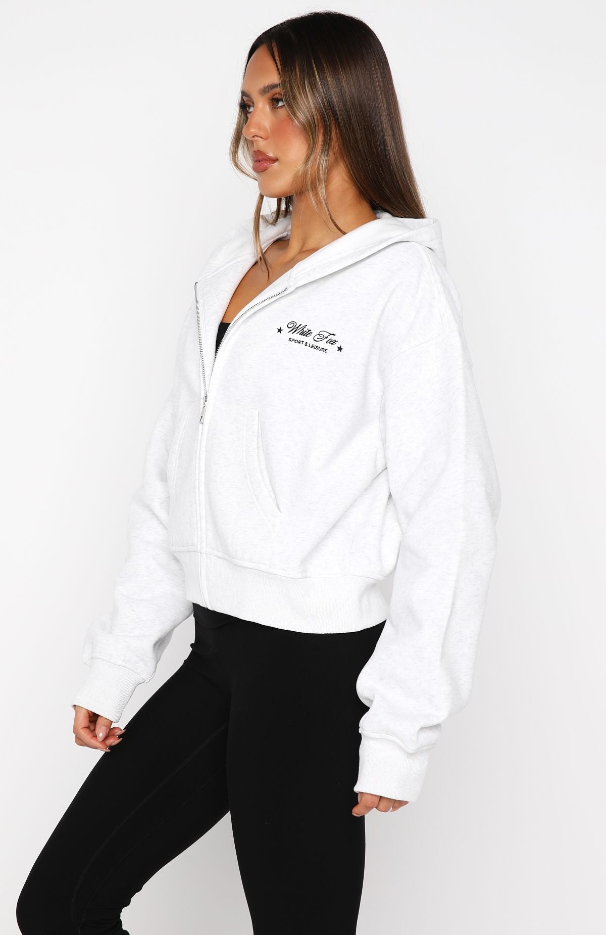 Just Try Again Boxy Grey Marle Hoodie