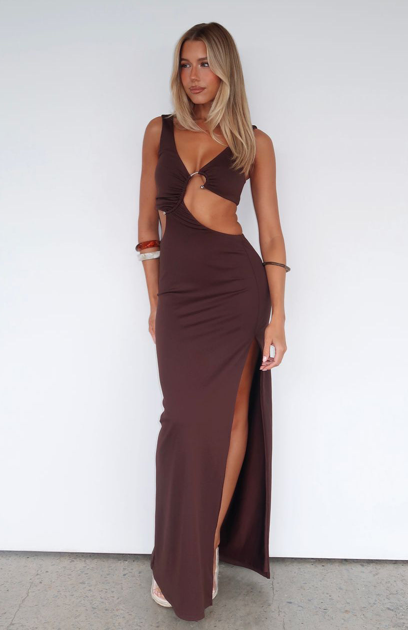 Dark Chocolate It Feels Wrong Sleek Maxi Dress