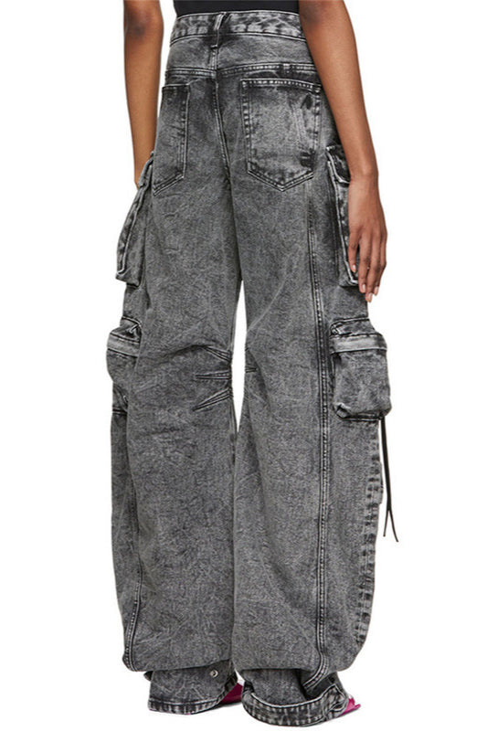 Street Washed Grey Multi-Pocket Pant