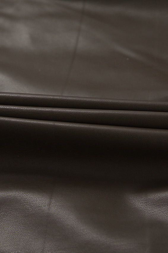 Classic Brown PU Cropped Coat